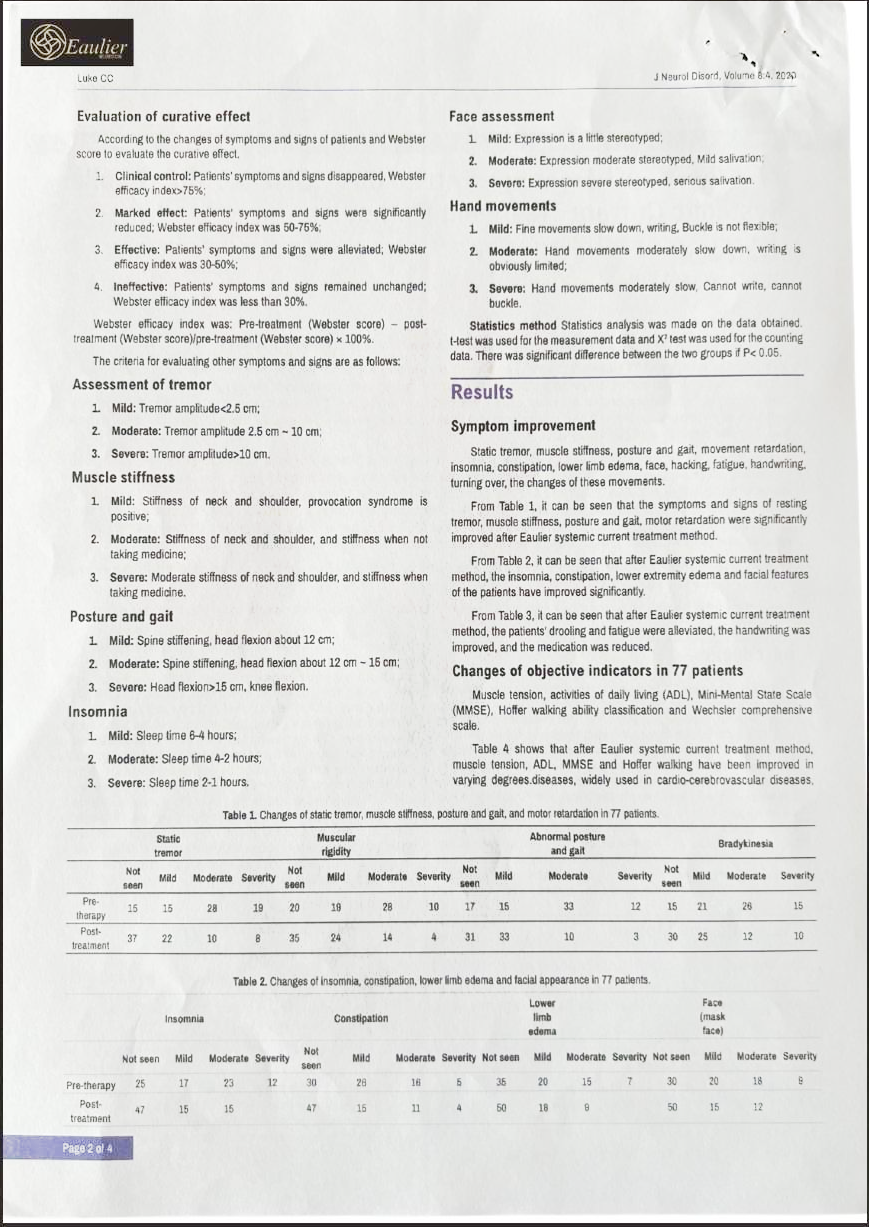 77 Cases of Treating Parkinson's Disease clinical study page 2 of 4