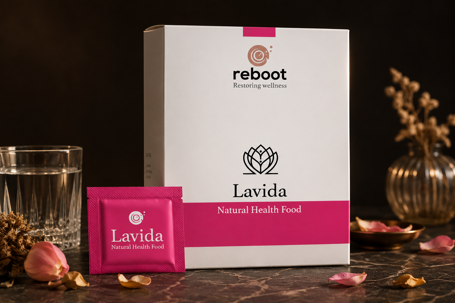 Reboot Lavida natural health food box and sachet by Eaulier Wellness